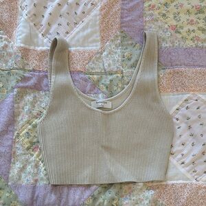 Aritzia Beige Ribbed Crop Top
